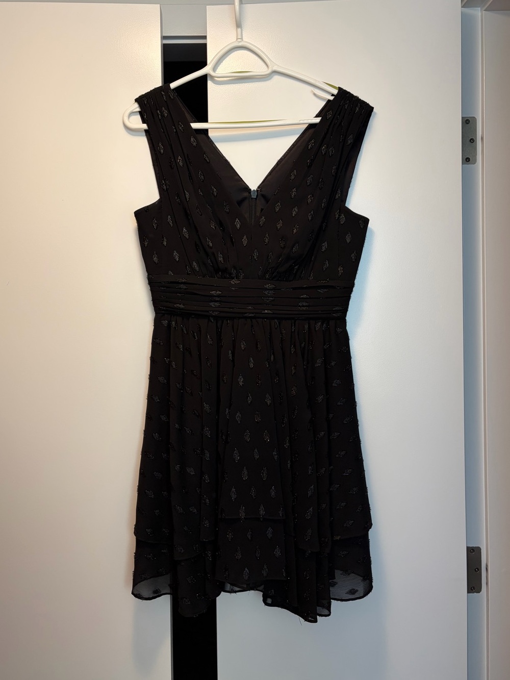 Evernew Sleeveless Black V-Neck A-Line Dress